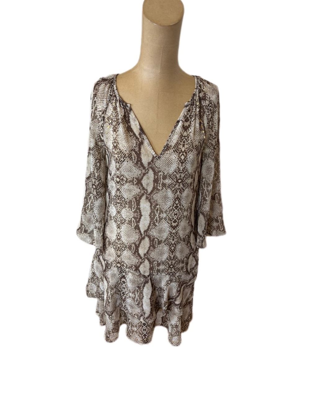 White House Black Market Brown Snake Print Dress Size XXS